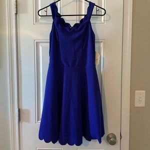 Altar’d State scalloped royal blue skater dress